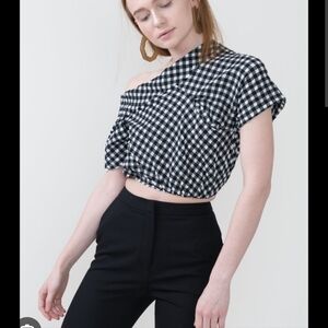 Rachel Comey Pout Gingham Asymmetrical Top